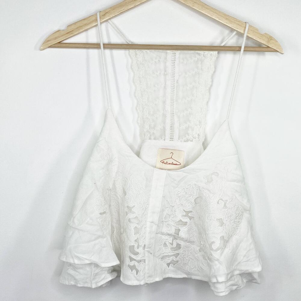 LF Native Rose Lily Woven Cream Sleeveless Crop Top Women's Size 10‎ NWT